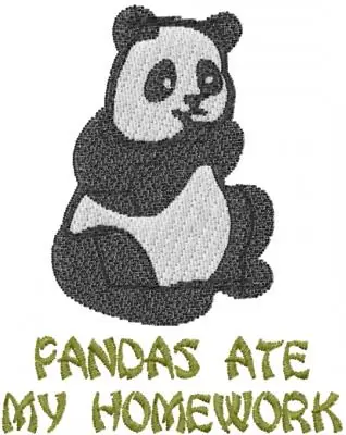 Pandas Ate My Homework Embroidery Design Viral