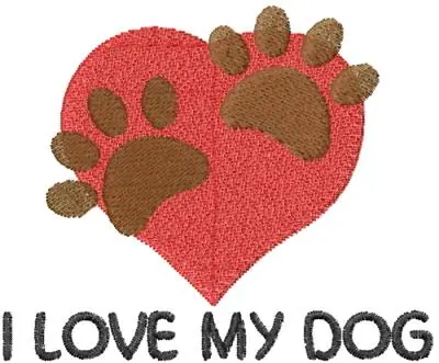 I Love My Dog Embroidery Design Last Chance