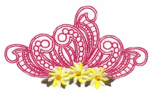 Three Flower Swirl Embroidery Design Wholesale
