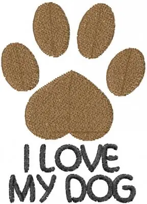I Love My Dog Embroidery Design Popular