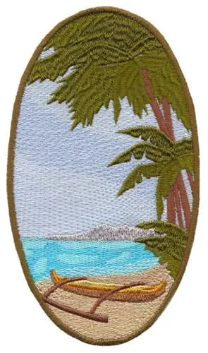 Beached Boat Scene Embroidery Design Super Sale