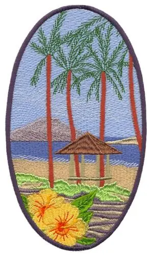 Hibiscus Beach Scene Embroidery Design Hot Picks