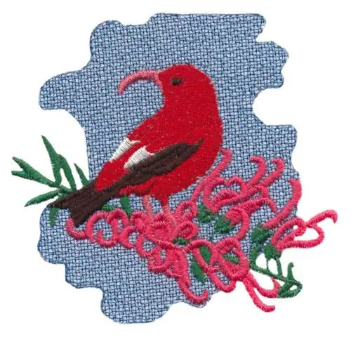 Iiwi Bird with Kolii Plant Embroidery Design Professional Grade