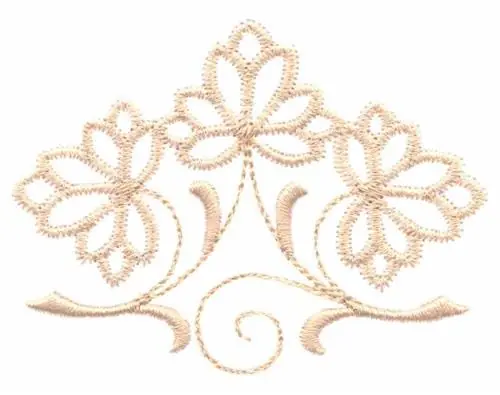 Authentic Three Flower Flourish Embroidery Design