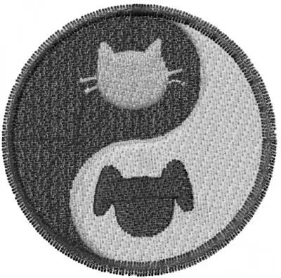 Ying Yang Cat and Dog Embroidery Design Genuine