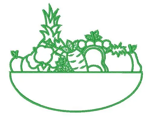Bowl Of Veggies Outline Embroidery Design Cheap