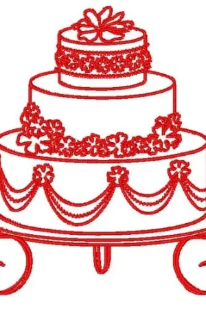 Crafted Beautiful Wedding Cake Outline Embroidery Design