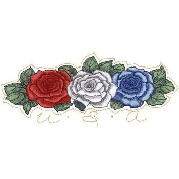 Patriotic Roses Embroidery Design Same Day Shipping