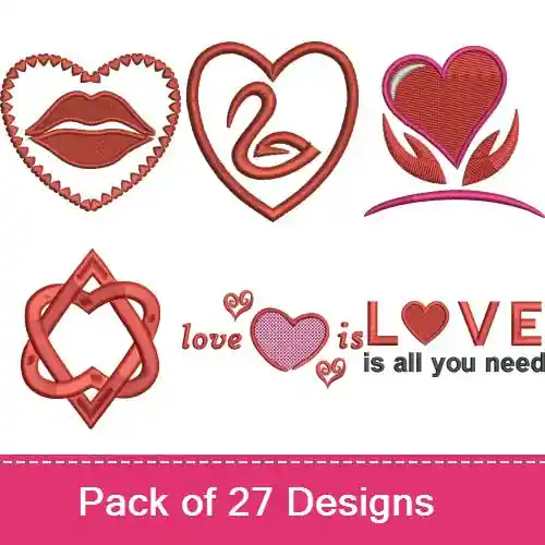 Happy Hearts Day Embroidery design pack by Favpro Designs, Embroidery Packs on EmbroideryDesigns.com Crafted
