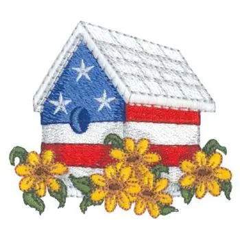 Patritotic Birdhouse Embroidery Design Brand New