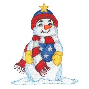 Patriotic Snowman Embroidery Design Seasonal Sale