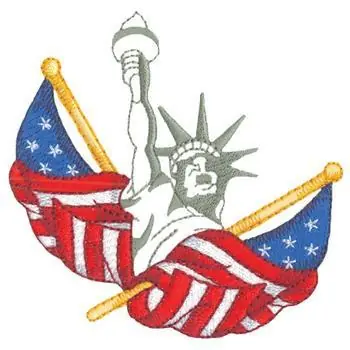 Flags and Lady Liberty Embroidery Design Exclusive