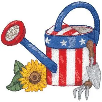 Patriotic Watering Can Embroidery Design Popular