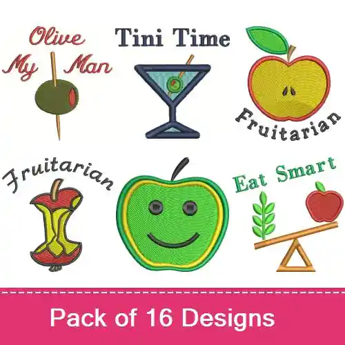 Trusted Brand Fruits & Drinks Embroidery design pack by Favpro Designs, Embroidery Packs on EmbroideryDesigns.com