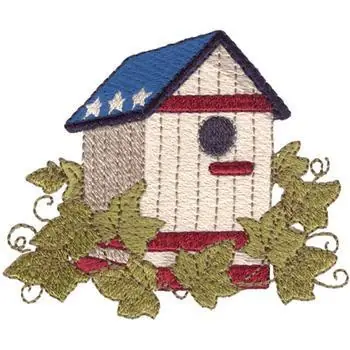 Worldwide Shipping Americana Birdhouse Embroidery Design