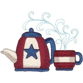 Mega Sale Americana Tea Pot Embroidery Design