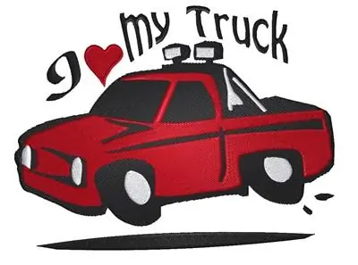 Warranty Included Love My Truck Embroidery Design