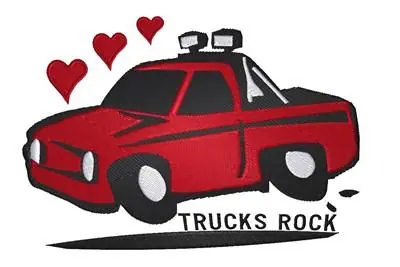 Next Day Delivery Trucks Rock Embroidery Design