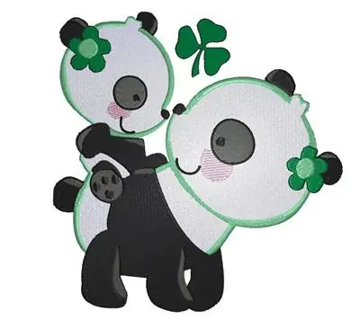 Budget Irish Panda Bears Embroidery Design