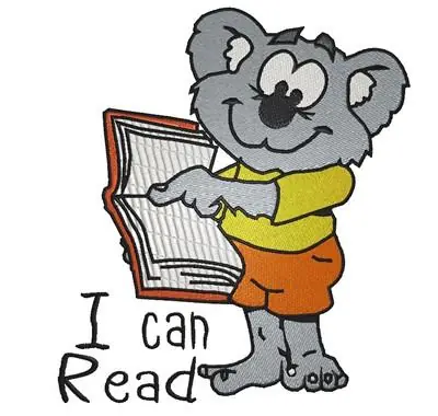 Certified Koala Bear Reads Embroidery Design