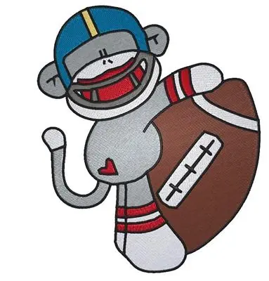 Sock Monkey Football Embroidery Design Free Delivery