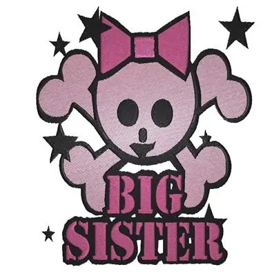 Big Sister Skull Embroidery Design Worldwide Shipping