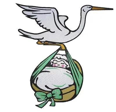 Stork With Baby Embroidery Design Order Now