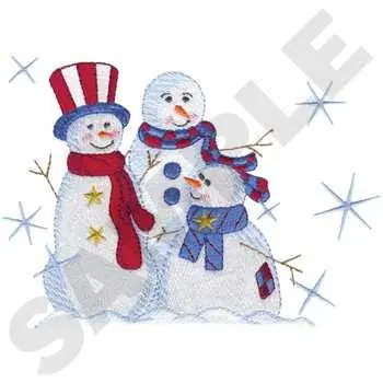 Markdown Patriotic Snowpeople Embroidery Design