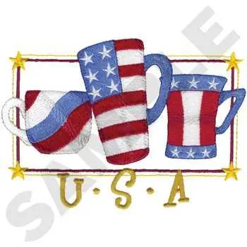 Exclusive Patriotic Coffee Cups Embroidery Design