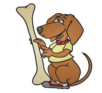 Dachshund With Bone Embroidery Design Top Pick