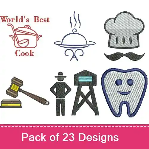 Occupations Embroidery design pack by Favpro Designs, Embroidery Packs on EmbroideryDesigns.com Best Price