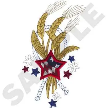 Fast Shipping Patriotic Wheat Applique Embroidery Design