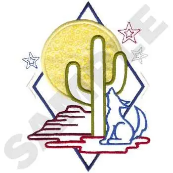 Howling Coyote Applique Embroidery Design Limited Time