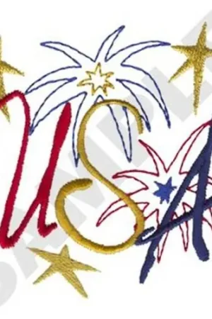 Best Price USA And Fireworks Embroidery Design