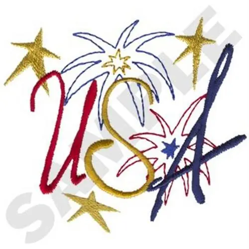 Best Price USA And Fireworks Embroidery Design