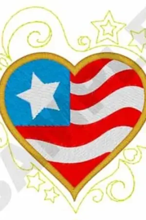 Wholesale Patriotic Heart Embroidery Design