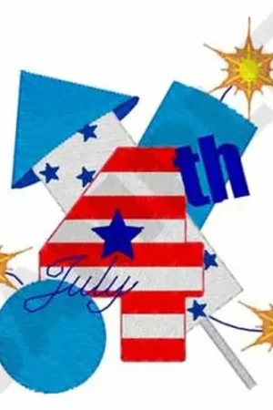 Best Choice July 4th Fireworks Embroidery Design