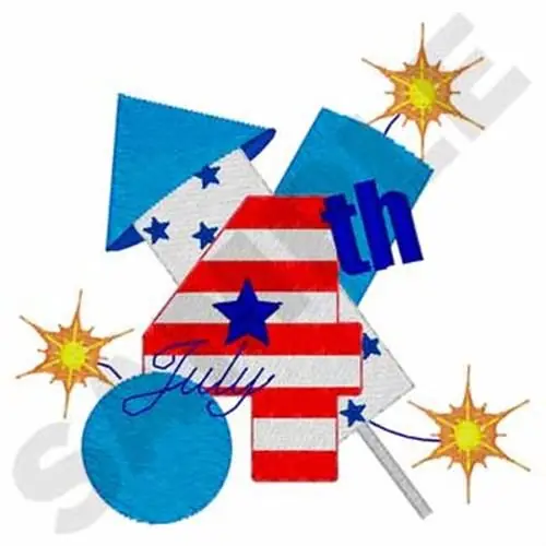 Best Choice July 4th Fireworks Embroidery Design