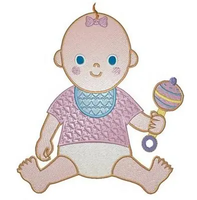 Brand New Baby With Rattle Embroidery Design