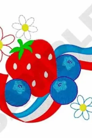 Patriotic Berries Embroidery Design Original