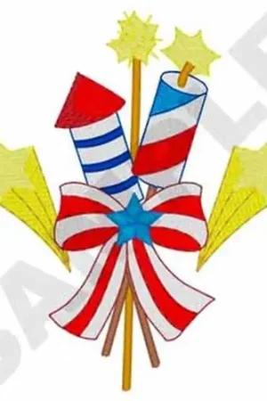 Budget Patriotic Fireworks Embroidery Design