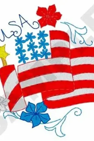 Patriotic Floral Flag Embroidery Design Wholesale