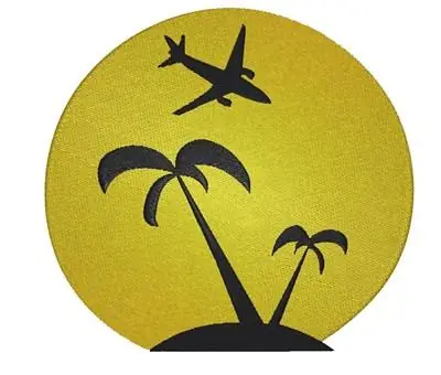Crafted Airplane Over Island Embroidery Design