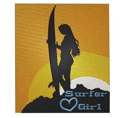 Worldwide Shipping Sunset Surfer Girl Embroidery Design