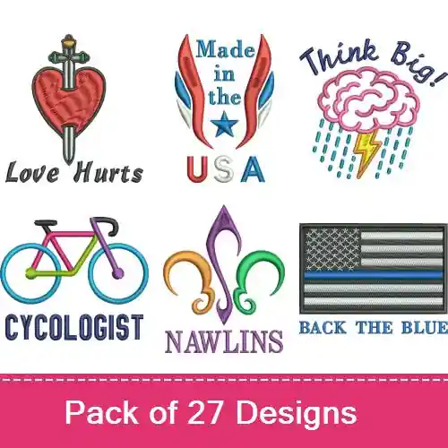 Symbols & Tools Embroidery design pack by Favpro Designs, Embroidery Packs on EmbroideryDesigns.com Grab Now