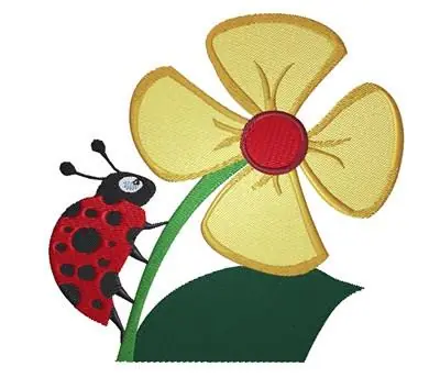 Must Have Ladybug on Flower Embroidery Design