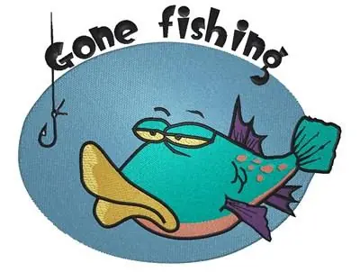 Markdown Gone Fishing Embroidery Design