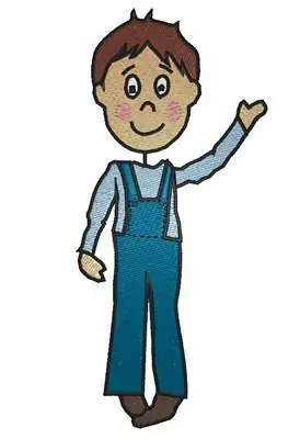 Waving Boy Embroidery Design Worldwide Shipping