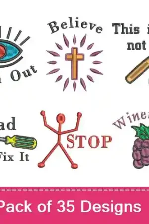 Limited Edition Captions & More Captions! Embroidery design pack by Favpro Designs, Embroidery Packs on EmbroideryDesigns.com