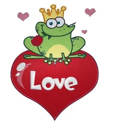 Frog Prince Love Embroidery Design Modern